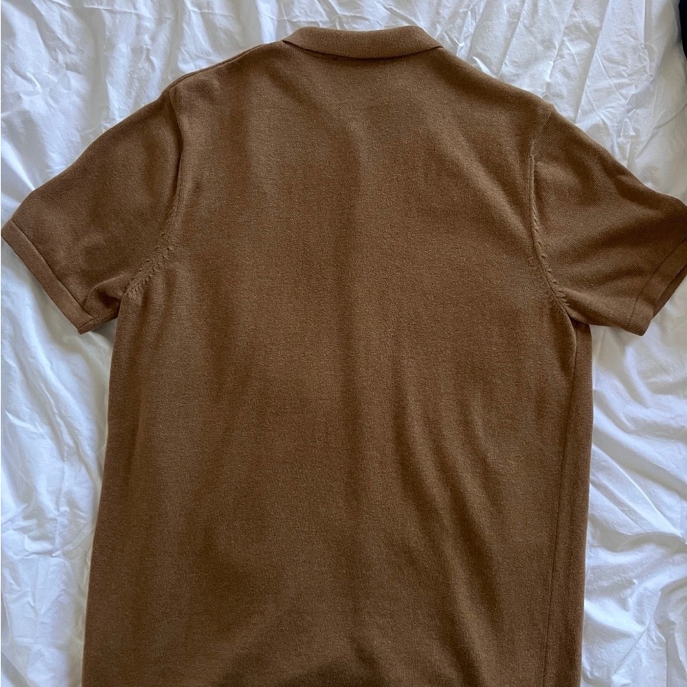 Knit polo by Paul James UK (caramel color) 100% cotton silky soft - Picture 3 of 13